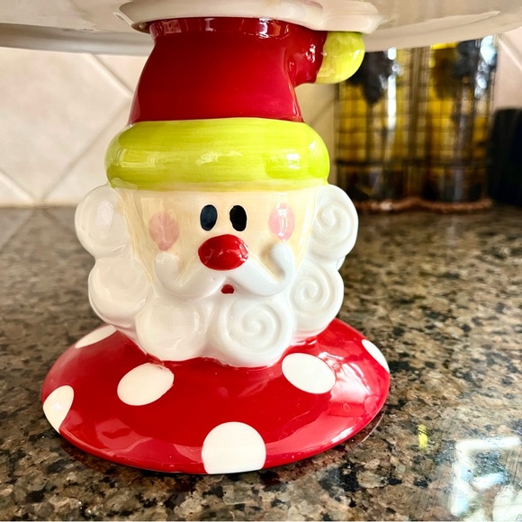 Mud Pie Red and White Santa Cake Stand Serveware - Picture 2 of 8